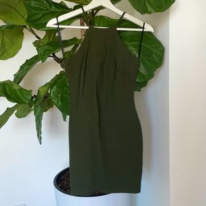 Halter Bodycon Mini Dress - Army green - M
